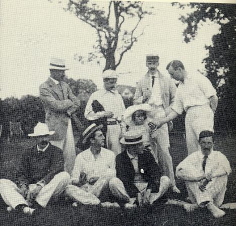 J. M. Barrie (standing, second left) and his 1905 team. The line-up over the years included Jerome K. Jerome, A. A. Milne, Arthur Conan Doyle and P. G. Wodehouse